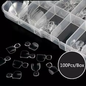 100 шт., красивые накладные ногти для ног, искусство украшения ногтей, искусственные накладные ногти на ногах, кончики ногтей телесный