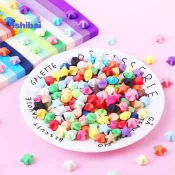 100 шт красочные бумажные звезды для оригами своими руками, набор бумажных полосок Lucky Star, готовая звезда оригами ручной работы, принадлежности для рукоделия из бумаги, подарки с наилучшими пожеланиями