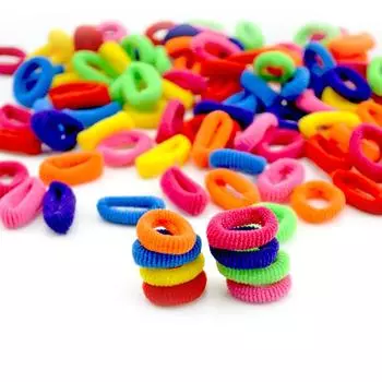 100 шт., красочные детские держатели для волос, милые резиновые ленты для волос, эластичные аксессуары, подвески для девочек и женщин, резинка 100PCS