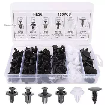 100 шт. Крепежные клипсы для расширения дверной панели - Пластиковые гвозди для бампера 100Pcs Box