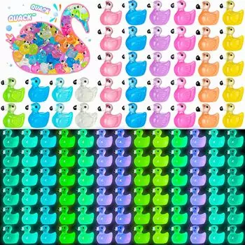 100 шт. крошечных фламинго-уточек, светящиеся мини-смоляные фламинго-уточки, миниатюрные фигурки фламинго, сделай сам, украшения для сада и ландшафта