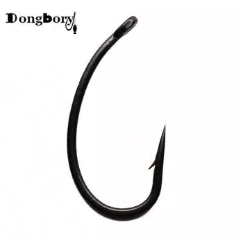 100 шт., крючки для ловли карпа с изогнутым хвостовиком, колючие, химически заточенные, крючки для ловли карпа, матовый черный, 100 шт. 2