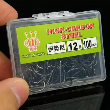 100 шт. крючков Iseini с зазубринами из высокоуглеродистой стали для настольной рыбалки на карпа, белого амура