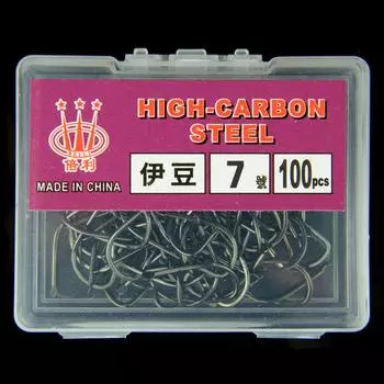 100 шт. крючков Izu с загнутым клювом и зазубринами из высокоуглеродистой стали Black Pit для дикой рыбалки с длинным цевьем Black Pit рыболовные снасти