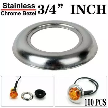 100 шт. Круглые нержавеющие отделочные кольца-безели для светодиодных габаритных огней 3/4