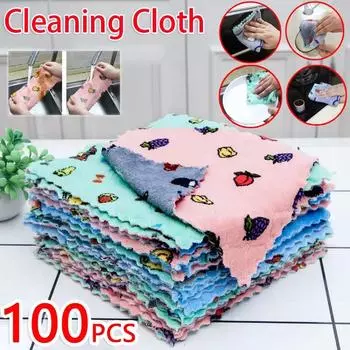 100 шт. кухонное полотенце для посуды столовые приборы супер впитывающее микроволокно бытовая печать стирка чистка полотенце кухонные инструменты гаджет 15X25CM