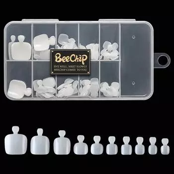 100 шт., квадратные, с полным покрытием, натуральные, белые, искусственные, акриловые, накладные ногти на пальце ноги, накладные ногти на пальце ноги