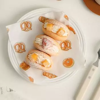 100 шт. листов вощеной бумаги для пищевых корзин, подкладка для торта, напечатанная жиронепроницаемая бумага для деликатесов для упаковки хлеба, бургеров B