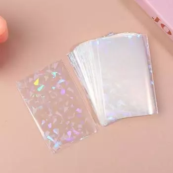 100 шт./лот Фольгированные лазерные кармашки для карт TCG с верхней загрузкой в форме сердца Ygo Настольная игра Защита для фотографий Чехол-протектор для торговых карт 65x90mm