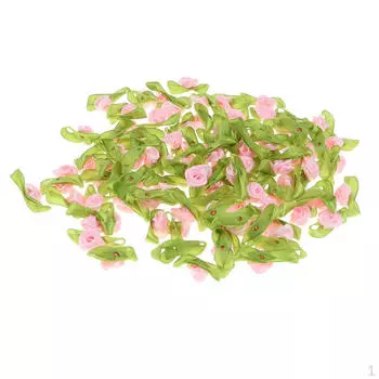 100 шт./лот, лента с розами, цветы, поделки, декор для свадебной вечеринки, швейные украшения - розовый