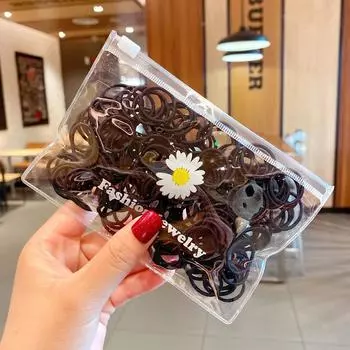 100 шт./лот Маленькие резинки для волос Резинка Цветные Нейлоновые Резинки Веревка Кукла Хаки Черный Эластичные резинки для волос для маленьких девочек Аксессуары