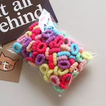 100 шт./лот Маленькие резинки для волос для маленькой девочки Резинка Веревка Кукла Черный Розовый Разноцветный Мягкие Эластичные Резинки для волос Аксессуары для волос