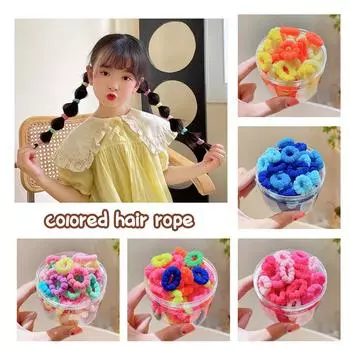 100 шт./лот, маленькие резинки для волос, цветные эластичные веревки для волос, набор полосок для детей, бесшовные нити для девочек K0G8 colourful-one-size