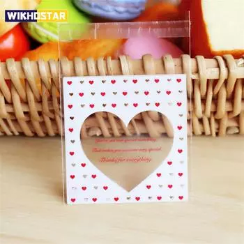 100 шт./лот милые сердечные пакеты для конфет и печенья свадебные пакеты для дня рождения вечеринки конфеты бисквит упаковочные пакеты рождественские пластиковые подарочные пакеты A