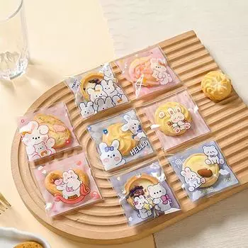 100 шт./лот пластиковые мультяшные мешочки для печенья и конфет самоклеящиеся подарочные пакеты для свадебных принадлежностей мешок для упаковки печенья A1