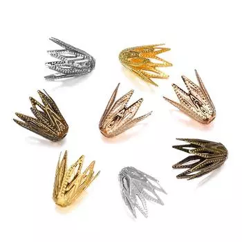 100 шт./лот, полые бусины в форме цветка, филигранные конусные бусины, колпачки для ювелирных изделий своими руками 8x10mm разноцветный