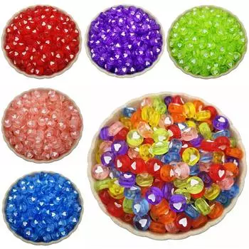 100 шт./лот, прозрачные акриловые бусины, прозрачное сердце «сделай сам», 7 мм, свободные ювелирные изделия, ожерелье, браслет, высококачественные бусины-разделители красный