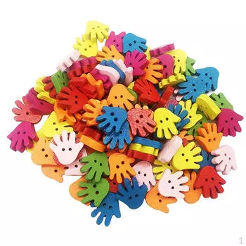 100 шт./лот пуговицы из дерева в форме ладони, разноцветные, для шитья одежды своими руками