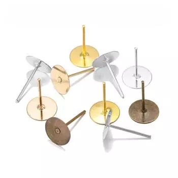 100 шт./лот, пустая основа для сережек-гвоздиков, подходит для 4, 5, 6, 8, 10 мм, кабошон, камея, настройки, ушная стойка для изготовления ювелирных изделий, принадлежности для самостоятельного изготовления 4x12mm