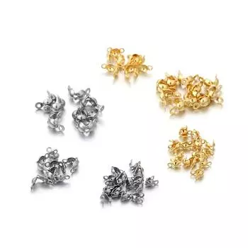 100 шт./лот, разъем из нержавеющей стали, застежка, золотой шарик, цепочка, обжимные концы, бусины, разъем для DIY, принадлежности для изготовления ювелирных изделий 2.0mm