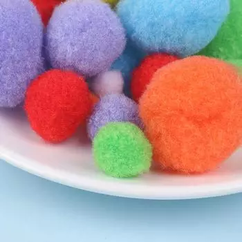 100 шт./лот разноцветные помпоны меховые шарики красочные мягкие помпоны поделки своими руками декоративная игрушка наклеивание на ткань аксессуары 2.5CM 100Pcs/bag