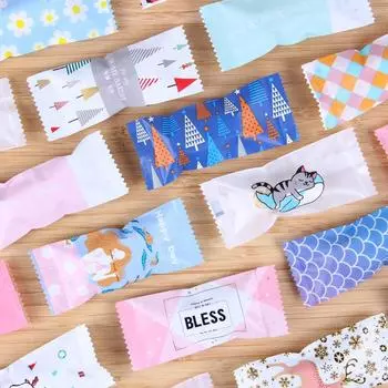 100 шт./лот, самодельная упаковка для конфет нуга, обертка для молочных конфет, ирисок, упаковка для еды, рождественский подарок, мини-сумки 4x9.5cm