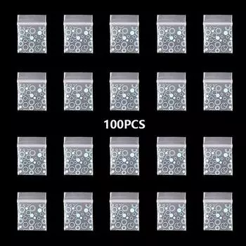 100 шт. маленькая сумка на молнии с рисунком черепа, портативная сумка для хранения, прозрачная