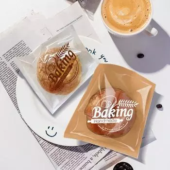 100 шт. мешков для тостов ручной работы, маслостойкие, с машинной запайкой, для сэндвичей, хлеба, бубликов, крафт-бумажные пакеты, ежедневные праздничные упаковочные сумки as shown