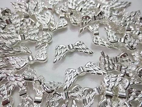 100 шт. Металлические бусины Крылья Серебряные Античные 19 мм Ангел сплав Разделитель Материалы для творчества Huey H1105