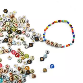 100 шт., металлические цветные акриловые круглые бусины с алфавитом/буквой для изготовления ювелирных изделий, браслет ручной работы, ожерелье золотой/белый