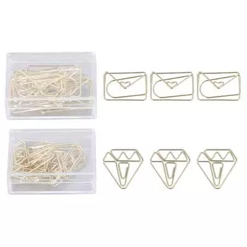 100 шт. Металлические скрепки для бумаги, золотистые, гальванические, антикоррозийные, нескользящие, с держателем Envelope