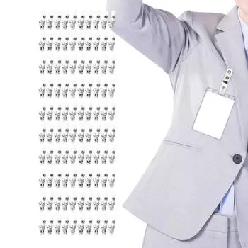 100 шт. металлических зажимов для удостоверений личности, прозрачных, премиум-класса, зажим для именной бирки, с прозрачным ремешком из ПВХ для карт