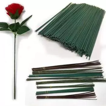 100 шт. Металлический стержень для искусственного цветка 2 мм Искусственная палочка для растений Зеленый стебель для цветка Главная 20cm