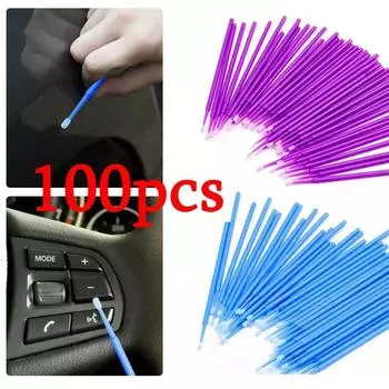 100 шт. микро-кисточка для подкраски автомобиля с тонким наконечником, черная фиолетовая, одноразовая мини-щетка для ухода за автомобилем оранжевый