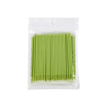 100 шт. Микрощеточки Ватные палочки Наращивание ресниц Одноразовые Кисточки для очистки клея для ресниц Аппликаторы Палочки Инструменты для макияжа зелёный