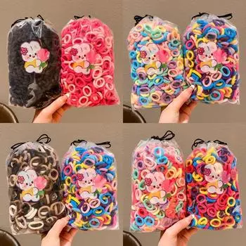 100 шт., милая мини-высокоэластичная повязка для волос, корейское кольцо для волос, детская повязка на голову, комплект детских головных уборов