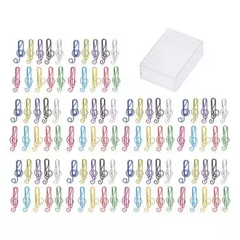 100 шт., милые скрепки для бумаг, 10 цветов, металлические скрепки в форме музыкальных нот, скрепки для бумаги для стола