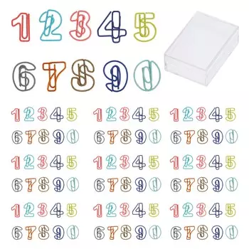 100 шт. милые скрепки в виде цифр, насыщенные цвета, противоскользящие, крепкие, необычные скрепки для работы