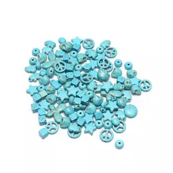 100 шт. Мини-бусины многоформенной формы из синтетического синего бирюзового цвета с перфорацией для подвешивания украшений своими руками, изготовления ювелирных изделий, рождественских подарков 100Pcs/4-12mm синий