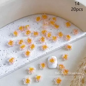 100 шт., мини-цветок для дизайна ногтей, драгоценные камни из смолы, поделки для ногтей, 3D наклейки для гель-лака, аксессуары для ногтей, разноцветные розы as the picture