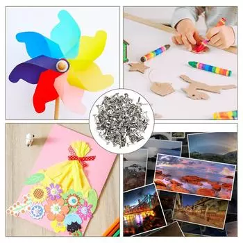 100 шт. Мини-гвоздики, зажимы для бумаги, металлические зажимы, шплинты, зажимы с круглой головкой для школьной бумаги для скрапбукинга разноцветный