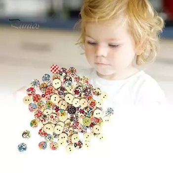 100 шт. мини-круглая швейная пуговица с 2 отверстиями, разноцветная