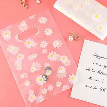 100 шт. Мини-маленькая праздничная упаковка для вечеринок с маргаритками, пластиковая сумка для покупок, сумка для бизнеса, прозрачная 15*20cm