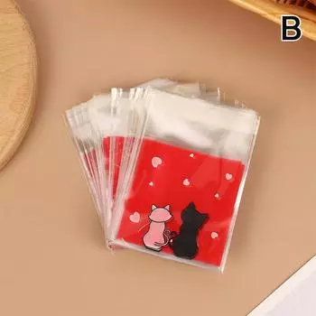 100 шт. Мини-мультяшные пакеты для печенья, самоклеящиеся пакеты для выпечки, закусок, печенья, конфет, ювелирных изделий, подарочная упаковка, пластиковый пакет