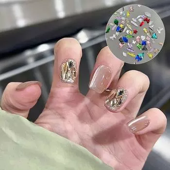 100 шт. мини-стеклянные стразы для дизайна ногтей, разноцветные, плоские, подвески для ногтей, украшения для сверкающих ногтей, 3D, поделки своими руками RANDOM