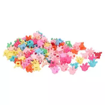 100 шт. Мини-зажимы для волос в виде короны, разноцветные мультяшные, с сильной фиксацией, милые крошечные зажимы для волос