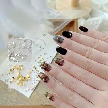 100 шт. мини-звезда для ногтей с бриллиантами смешанного размера из сплава для девочек, украшение для ногтей, аксессуары для ногтей своими руками, стереоскопические розового золота