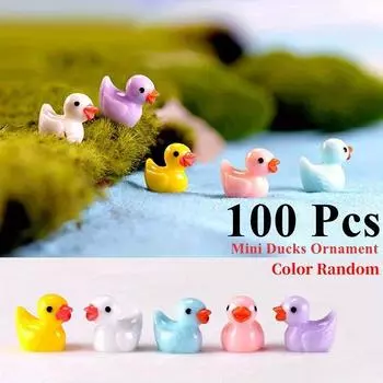 100 шт., миниатюрные фигурки утки из смолы, микро-Сказочный сад, пейзаж, аквариум, украшение для кукольного домика, комнатные растения, украшение, сделай сам, подвески из слизи на Рождество 100Pcs