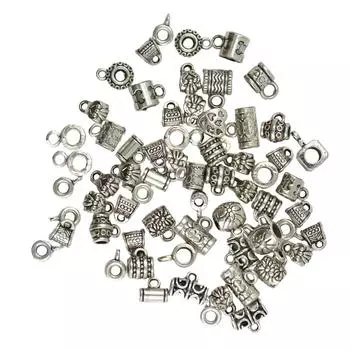100 шт. микс антикварные серебряные подвески-шармы-проставки с петлей DIY ювелирные изделия античный серебряного