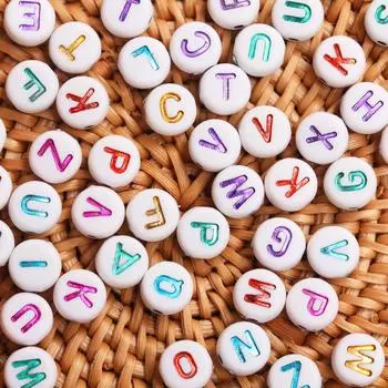 100 шт., модные бусины с буквами А-Я для изготовления ювелирных изделий, материал браслета «сделай сам», аксессуары ручной работы